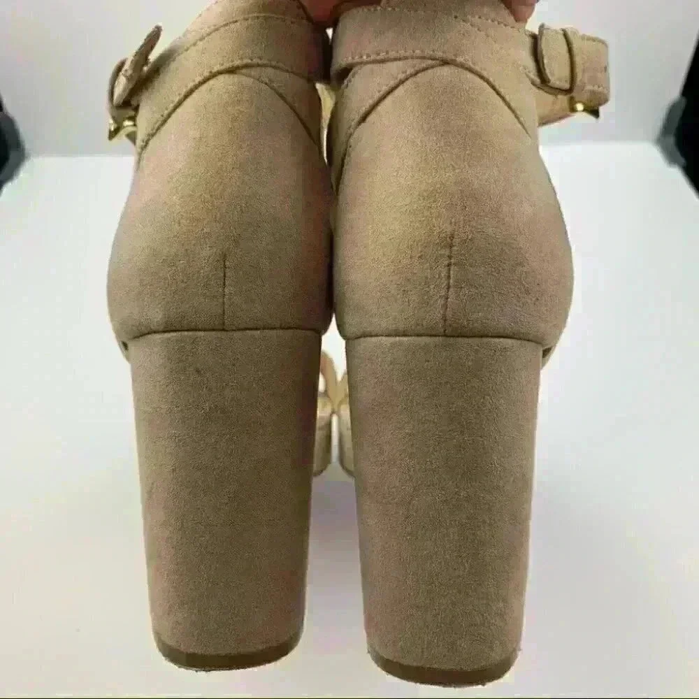 CL by Chinese Laundry heels sz 8.5 39 beige chunky y2K 90s vintage